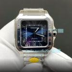 Swiss Clone AF Cartier Santos 39.8 Large Model 9015 Blue Dial Stainless Steel Watch 